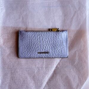 Mango Croc-Embossed Card Holder - Light Purple with Gold Tone Hardware